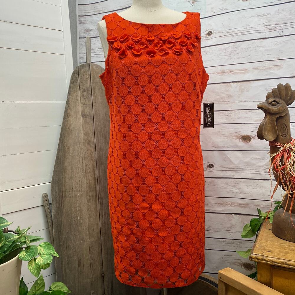 Peck & Peck Terrace Garden Coral Dress NWT Orange Fully Lined Zipper Back Close